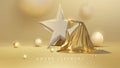 3d star and golden cloth with ball element and blur effect with glitter light decoration