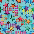 3d star half tone style seamless pattern