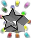 3d star with multiple color around with cartoon vision Royalty Free Stock Photo