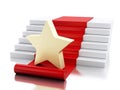 3d A star in the stairs with red carpet. Success concept. Royalty Free Stock Photo