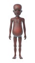 3d Starving African child front view