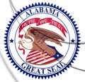 3D State Seal of Alabama, USA 1868-1939.