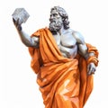 3d Statue Of Greek God And Philosopher Holding Tablet And Sculpture