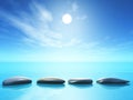 3D stepping stones in ocean landscape Royalty Free Stock Photo