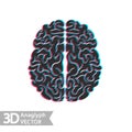 3D stereo illustration of brain