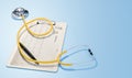 3d stethoscope on EKG chart Royalty Free Stock Photo