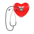 3d stethoscope and healthy heart Royalty Free Stock Photo