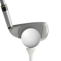 3d Stick Golf and Ball on White Tee Golfing Sport Concept Cartoon Style. Vector Royalty Free Stock Photo