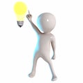 3D Stickman with bulb light Royalty Free Stock Photo