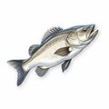 3d Sticker Of Full Body Barramundi On White Isolated Background