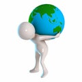 3D Stickman with globe Royalty Free Stock Photo