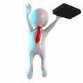 3D Stickman jumping with briefcase