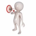 3D Stickman with megaphone Royalty Free Stock Photo