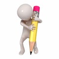 3D Stickman with a pencil Royalty Free Stock Photo