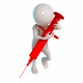 3D Stickman with red syringe Royalty Free Stock Photo
