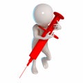 3D Stickman with red syringe