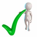 3D Stickman with tick symbol Royalty Free Stock Photo