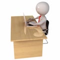 3D Stickman working with laptop