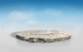 3D stone ground in round cutaway blue sky Royalty Free Stock Photo