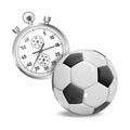 3D stopwatch and beautiful soccer ball with shadow.