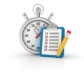 3D Stopwatch with Check List Clipboard Royalty Free Stock Photo