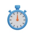 3D Stopwatch Timer Icon on White Background Royalty Free Stock Photo