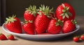 3D strawberries on the table in a plate Royalty Free Stock Photo