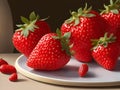 3D strawberries on the table in a plate Royalty Free Stock Photo
