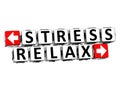 3D Stress Relax Button Click Here Block Text Royalty Free Stock Photo