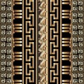 3d striped greek vector seamless borders pattern.