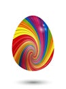 3D striped swirl Easter egg on white background