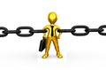 3d strong golden businessman as chain link.