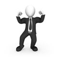 3d strong muscular businessman in power pose. Business success concept