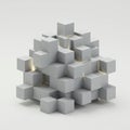 A 3D structure composed of uniformly sized gray cubes, intricately stacked in an Royalty Free Stock Photo