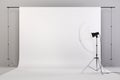 3d studio setup with lights and white background