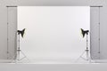 3d studio setup with lights and white background