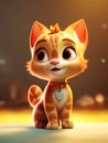 3D style cartoon kitten, curious gaze, Pixar style, cute painting style.Generative AI