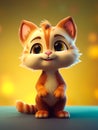 3D style cartoon kitten, curious gaze, Pixar style, cute painting style.Generative AI