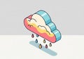 A 3D-style, cartoonish cloud floats against a light gray background. The cloud features a striped Royalty Free Stock Photo