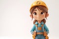 3D style cute cartoon character of a female construction worker against a white background Royalty Free Stock Photo