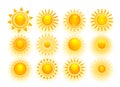 3d style full yellow sun set of twelve Royalty Free Stock Photo