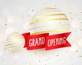 3d style grand open banner template with red ribbons