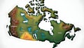 3D-style map of Canada showing realistic terrain with elevation, rivers, and mountain ranges Royalty Free Stock Photo
