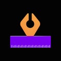 3D Style Path Tool And Ruler Yellow And Purple Icon Over Black