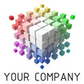 3d style vector logo design with cubes. color theory themed version.