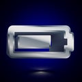 3D stylized Battery icon. Silver vector icon. Isolated symbol illustration on dark background