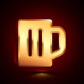 3D stylized Beer Mug icon. Golden vector icon. Isolated symbol illustration on dark background Royalty Free Stock Photo