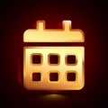 3D stylized Calendar icon. Golden vector icon. Isolated symbol illustration on dark background