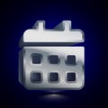 3D stylized Calendar icon. Silver vector icon. Isolated symbol illustration on dark background