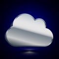 3D stylized Cloud icon. Silver vector icon. Isolated symbol illustration on dark background Royalty Free Stock Photo